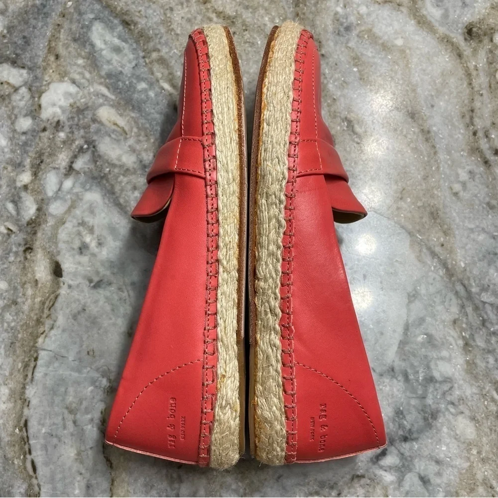 RAG & BONE Orange Pink Leather Slip On Espadrilles Flats